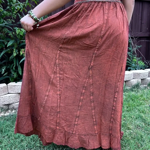 Rustic Patchwork Embroidered Boho Skirt - Picture 9 of 16
